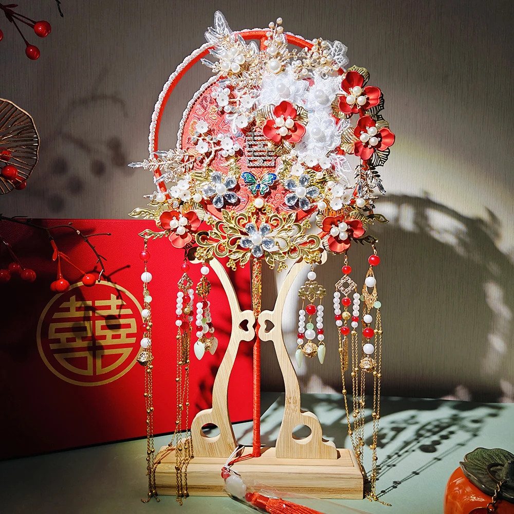 新娘团扇diy材料包2025年新款团扇结婚团扇婚礼团扇成品秀禾团扇