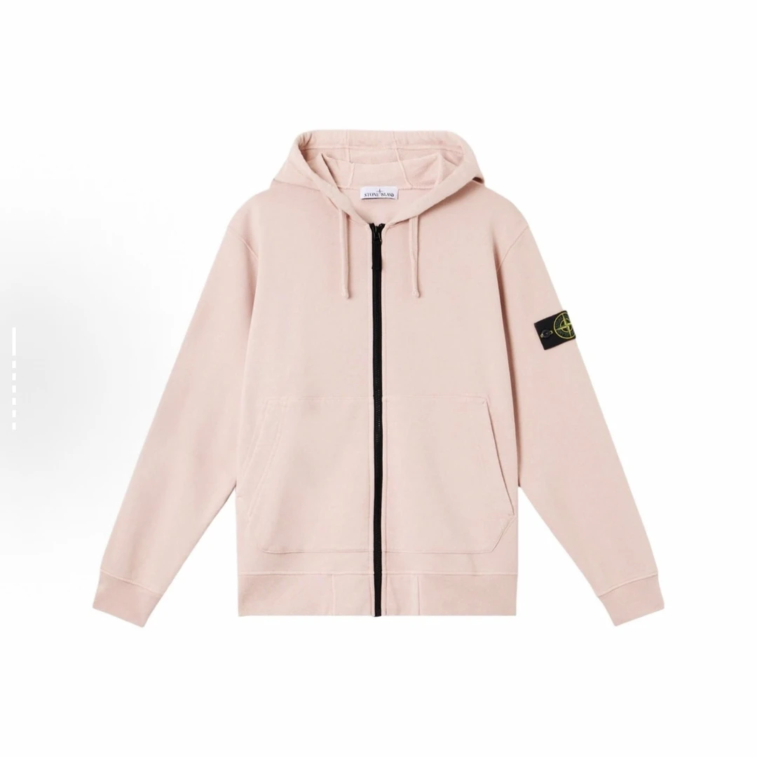 现货 Stone Island石头岛 连帽拉链卫衣 25款 樱花粉 专柜3600+