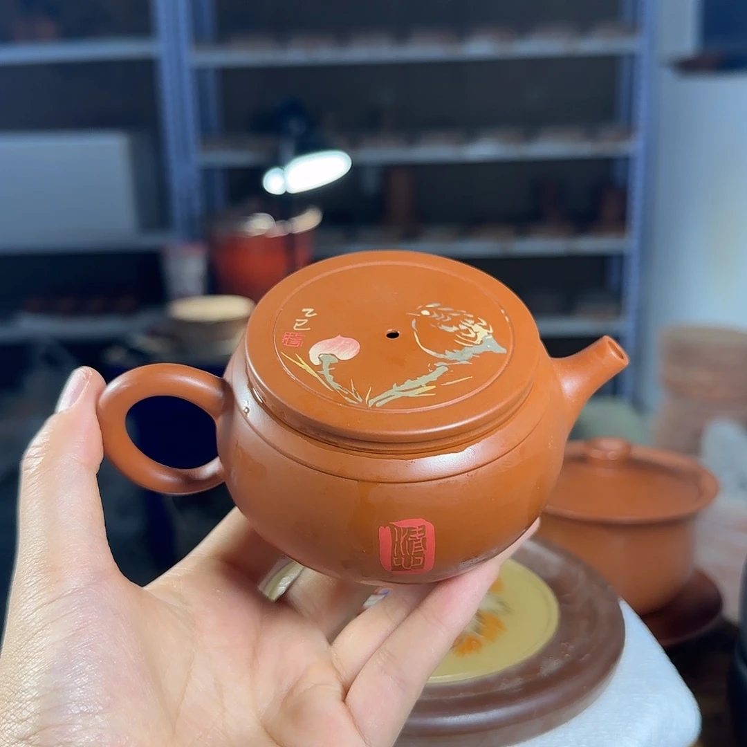 建水紫陶复烧微瑕彩填忘忧壶