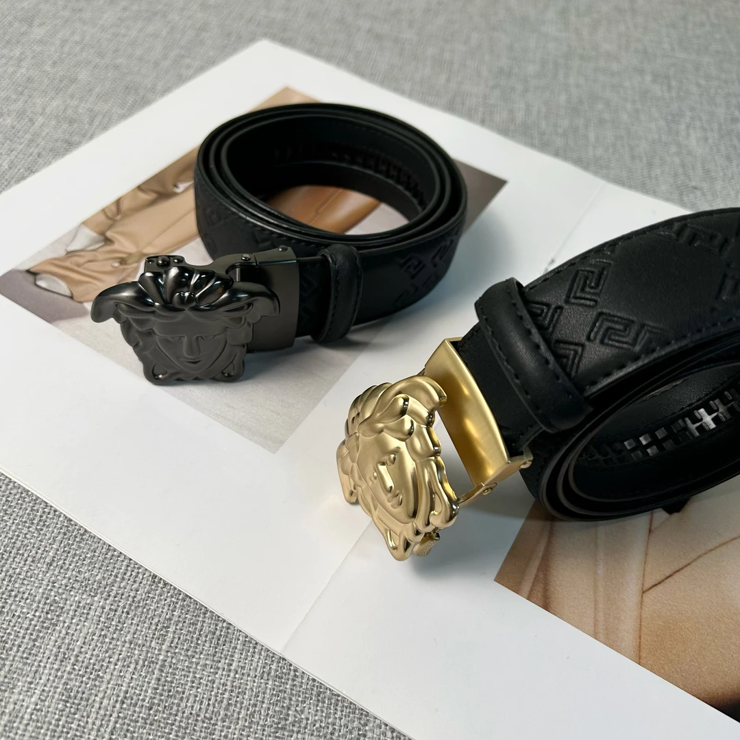 centrekoala男士时尚黑色经典真皮商务压花双面皮带奢侈休闲腰带