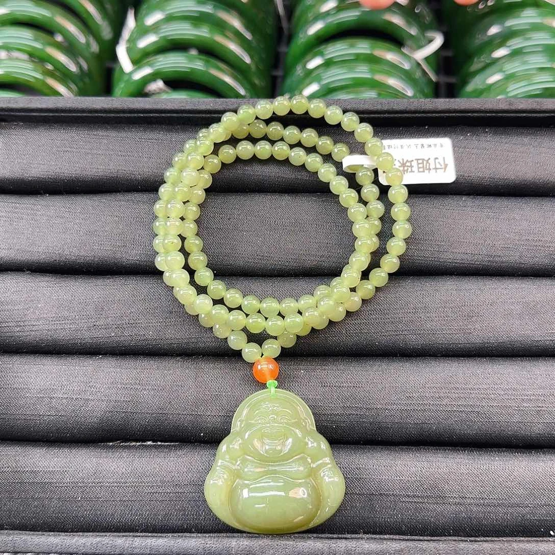 颈饰未镶嵌和田玉晴水佛公卡40一整套