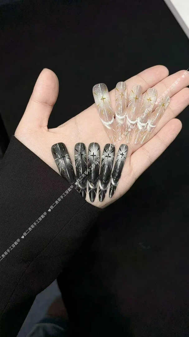 【神谕圣光】4.0纯手绘光束贝拉姐同款猫眼晕染立体手工穿戴甲美甲