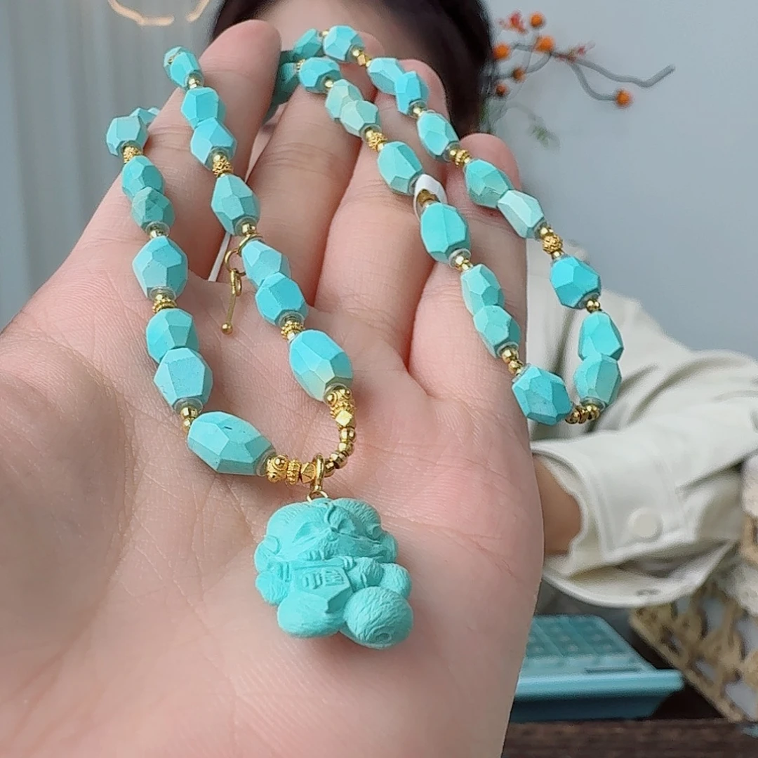 奶****绿松石18K金镶嵌珠宝奇石