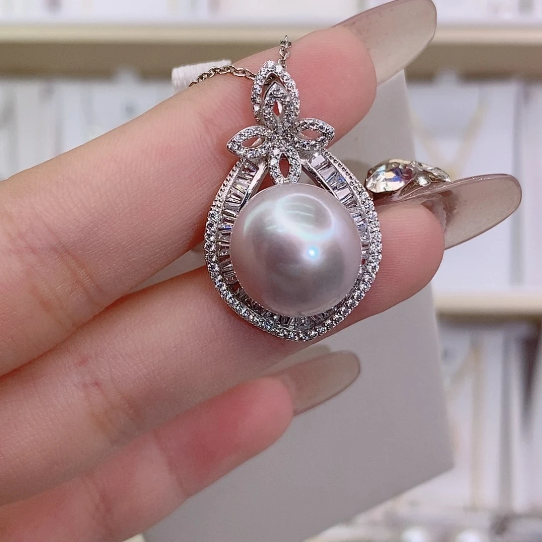 会***容淡水珍珠银S925镶嵌颈饰