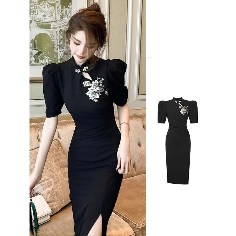 新中式旗袍2025新款高贵改良年轻款复古民国淑女风连衣裙D2493