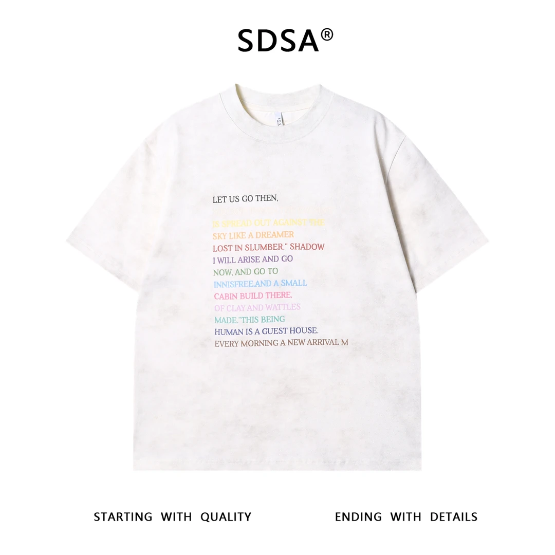 夏季高级感新款男士洒金彩色印花字母圆领短袖T恤百搭时尚上衣