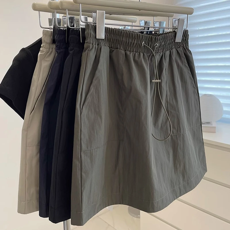 夏季薄款冰丝美式速干工装高腰松紧显瘦防走光休闲半身运动短裙女