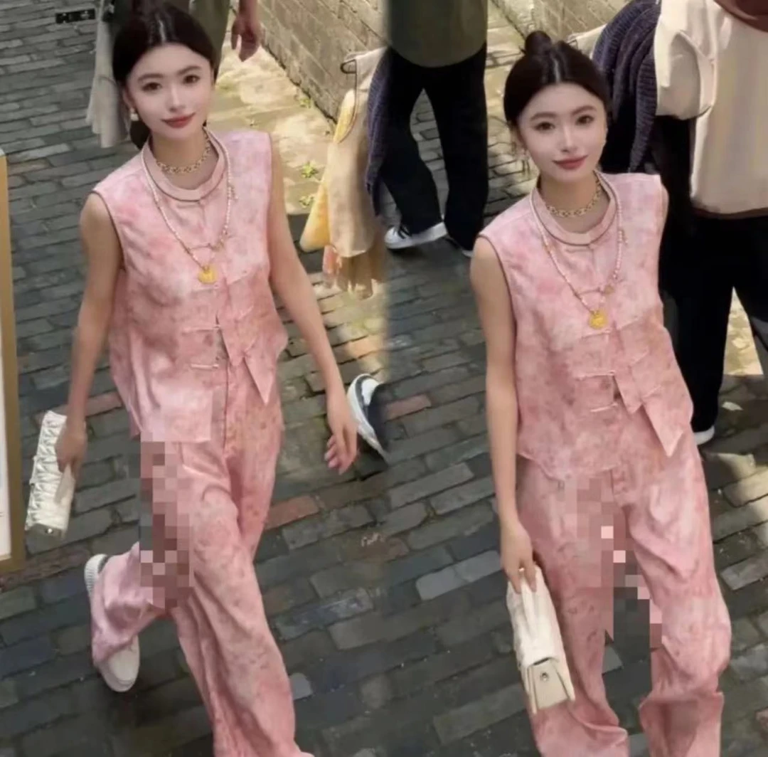 现货【锦瑟悠悠】新中式气质时尚夏季复古宽松无袖套装