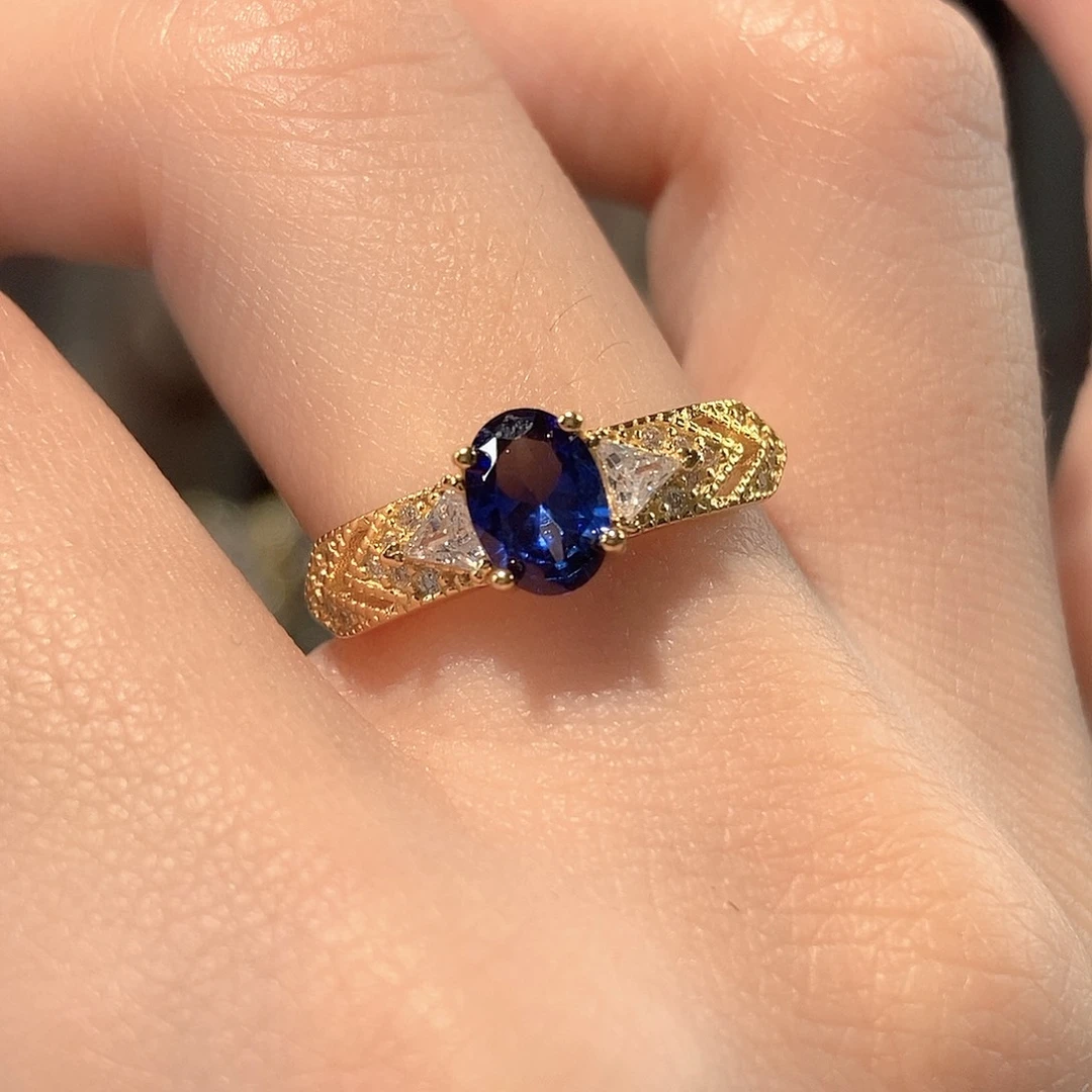 蓝宝石戒指银S925镶嵌?****?