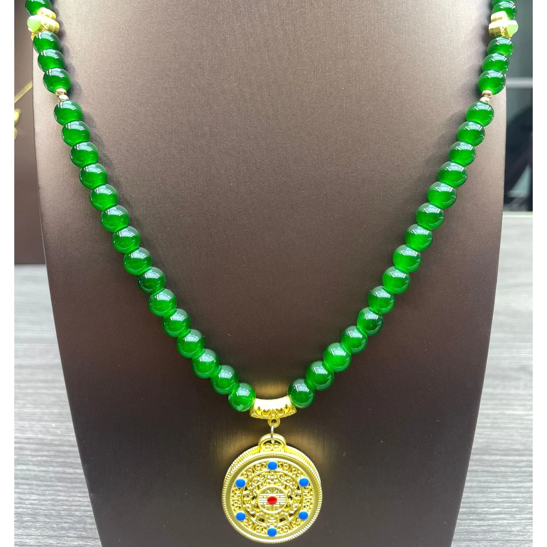 新中式中国风复古绿时来运转项链B01