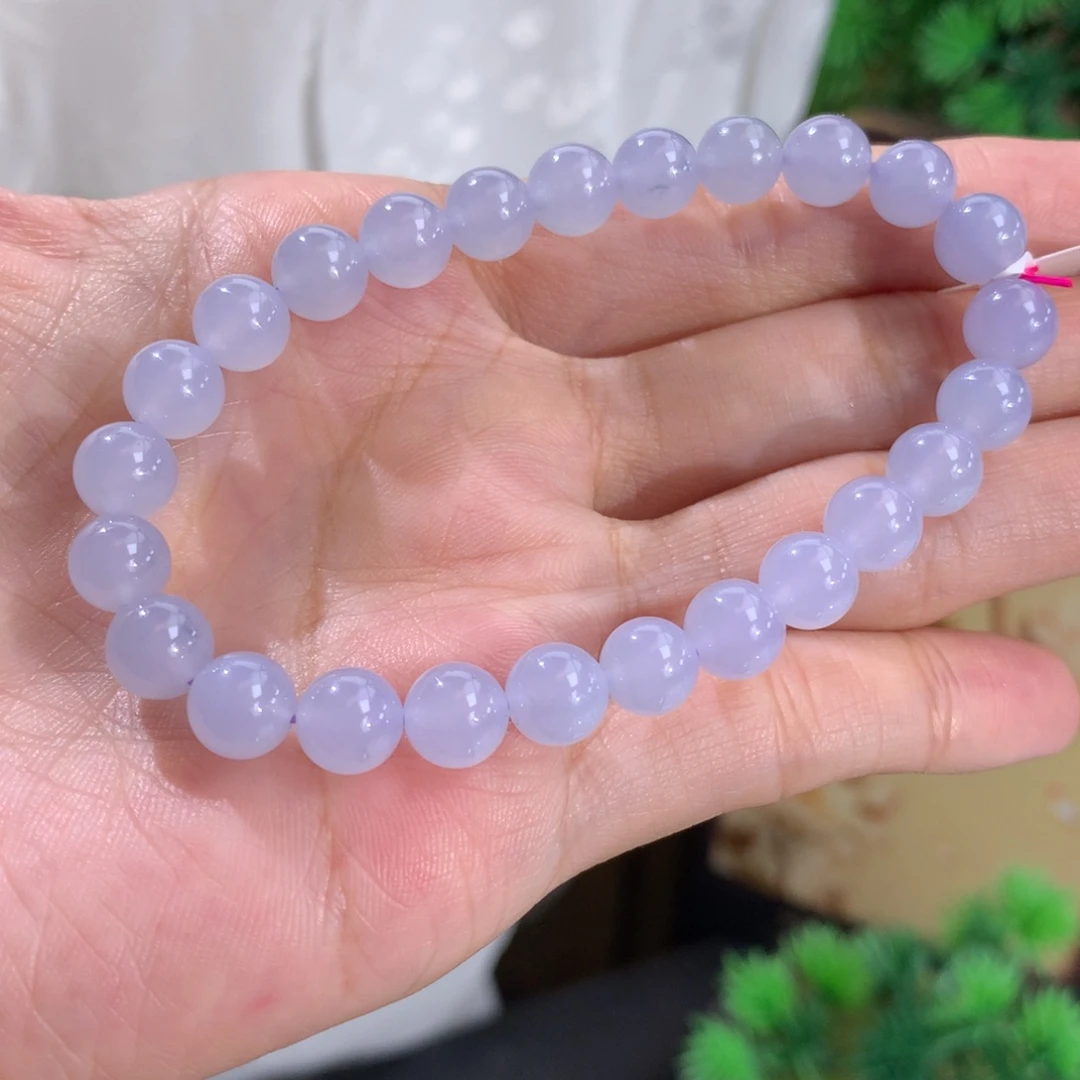 翡翠未镶嵌手串卡7冰胶紫手串