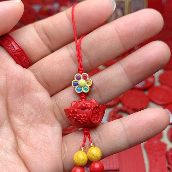 天然辰砂工艺品朱砂手机坠