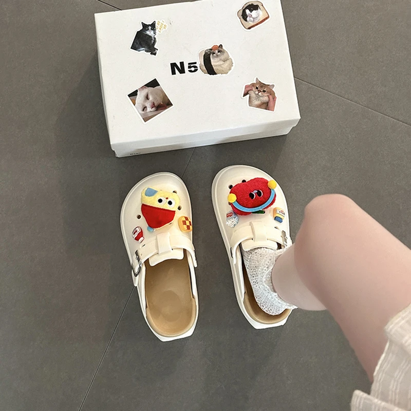 时尚简约百搭可爱软萌洞洞鞋女2025夏季新款休闲舒适包头拖鞋凉鞋