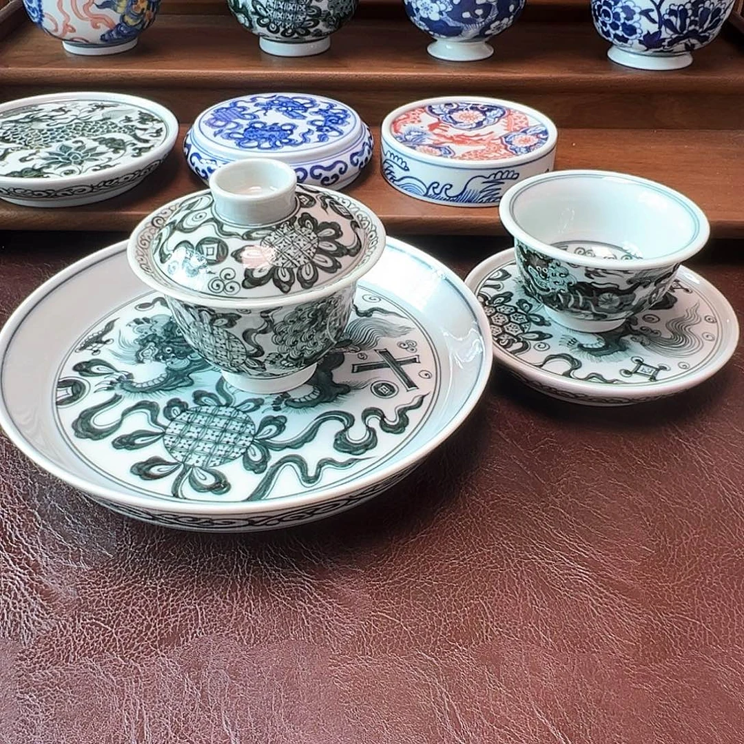 摆件景德镇郎窑绿茶具套组福利价