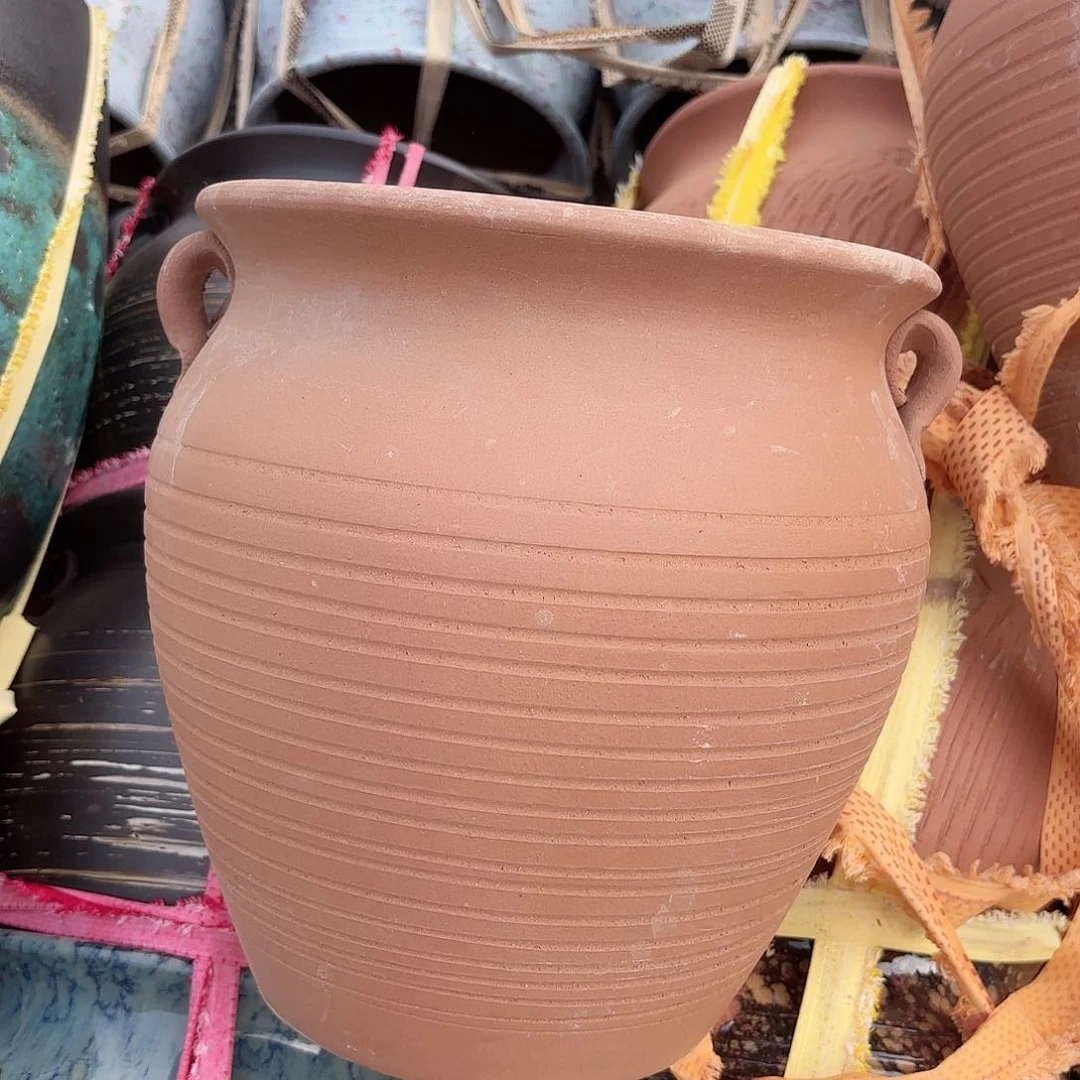 紫砂花盆红陶口径25高度25瑕疵烧裂