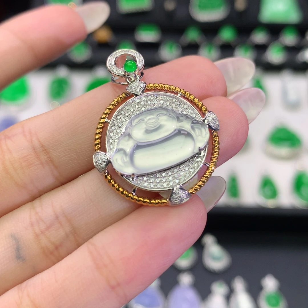 翡翠18K金镶嵌吊坠(不含链)