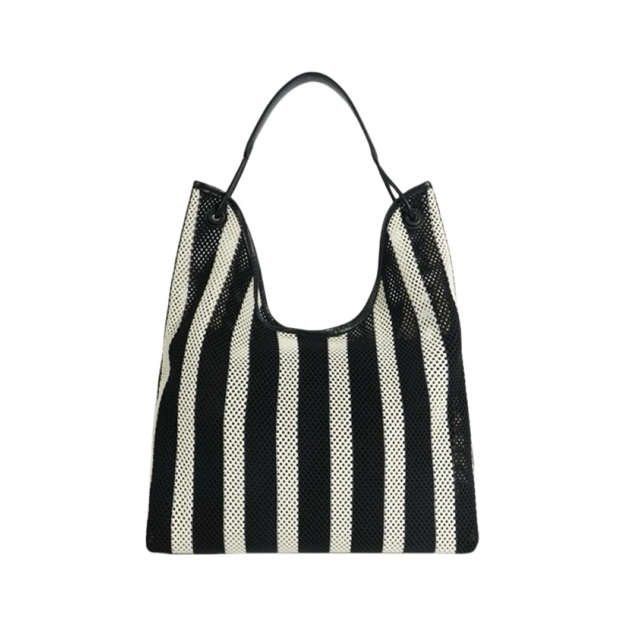 春夏单肩包格子帆布包包女潮韩国托特包休闲大容量腋下包水桶包