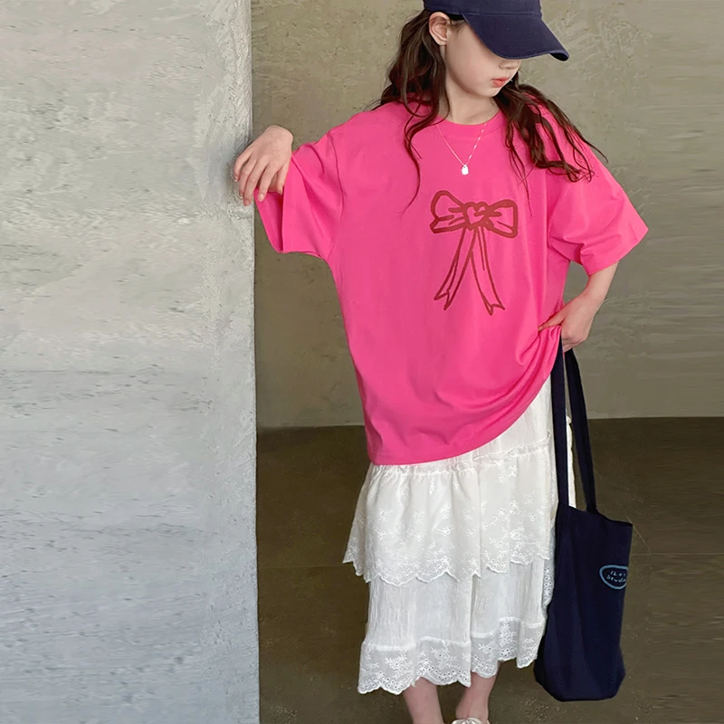 韩国女童夏季休闲短袖套装2025新款中大童小女孩时髦洋气儿童夏装