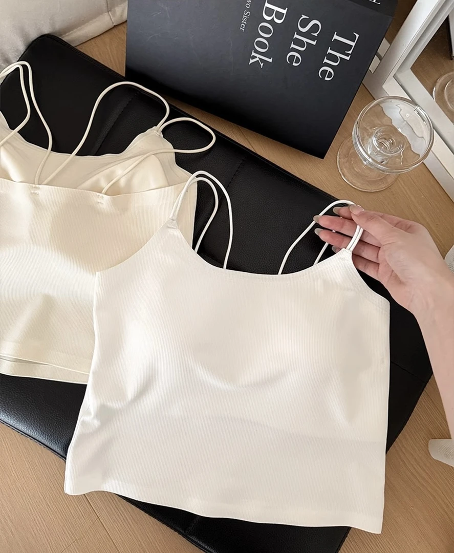 夏季一字领无痕冰丝吊带美背内搭外穿舒适透气超薄防走光内衣女