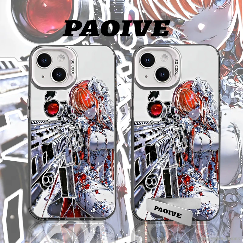 适用苹果华为vivo一加iPhone小米三星赛博朋克防摔彩银手机壳