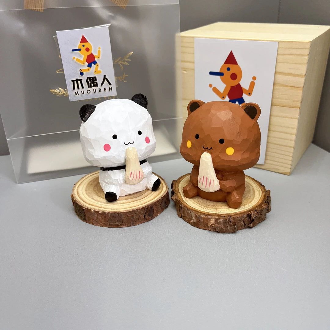 手工木雕创意一二步步超级可爱办公桌面摆件送朋友礼物