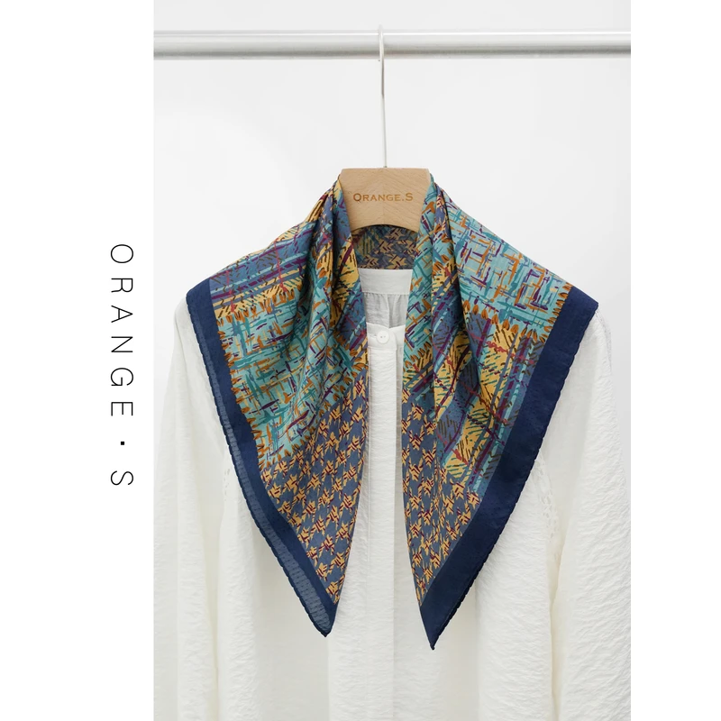 丝棉中方巾!【碎光拾梦】复古拼接图形桑蚕丝有机棉 围巾丝巾64cm