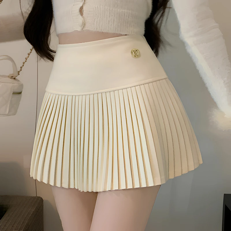 【201-250】2025年新秋冬高腰百搭辣妹纯欲百褶显瘦学院风半身裙
