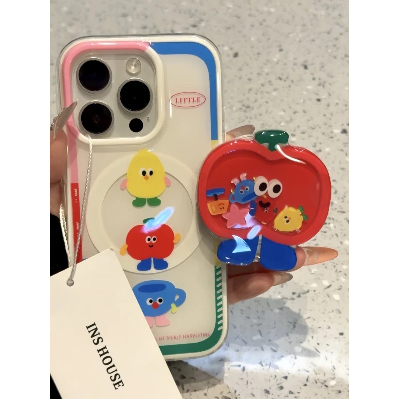 创意苹果柠檬杯子表情适用iphone16promax手机壳苹果15p磁吸14/13