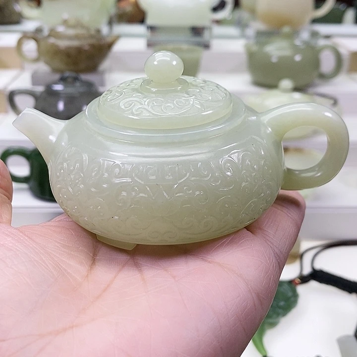 和田玉未镶嵌挂件一**光茶壶