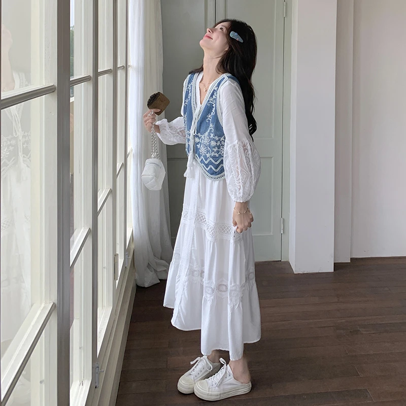 可盐可甜减龄马甲套装裙女春夏2025新款设计感超好看连衣裙两件套