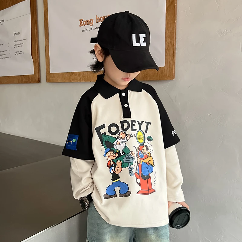 儿童装男童卫衣春秋款2025新款中大童秋季男孩秋装痞帅POLO衫上衣