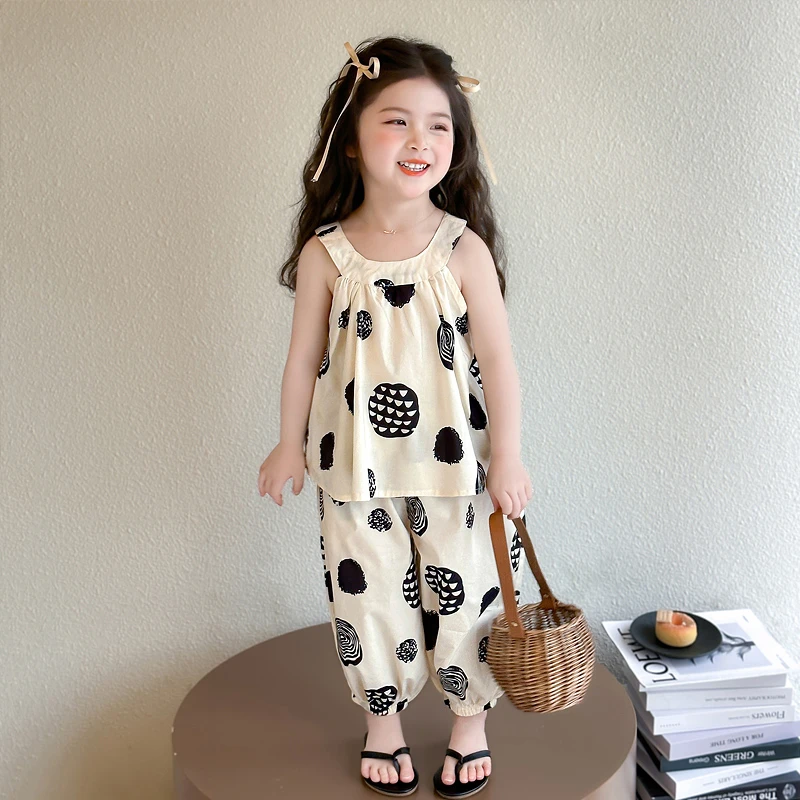 英国MK&DK女童吊带背心套装两件套2025新款夏季儿童小女孩宝宝