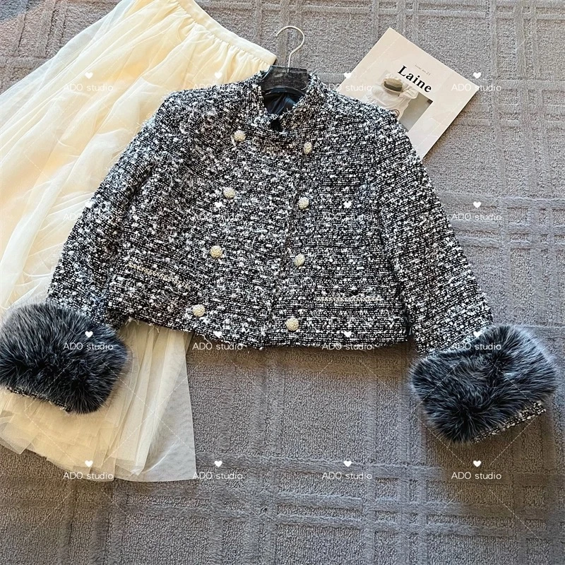 小众设计感长袖羽绒小香风外套2025冬新法式气质名媛宽松上衣