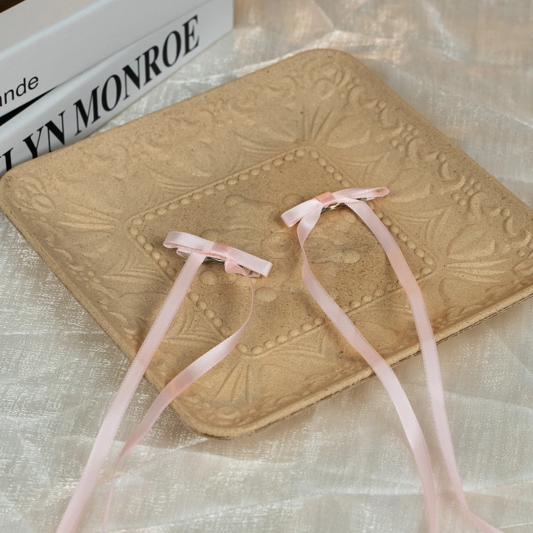 芭蕾风蝴蝶结发夹多巴胺少女侧边夹法式丝带绑发飘带编发#4576