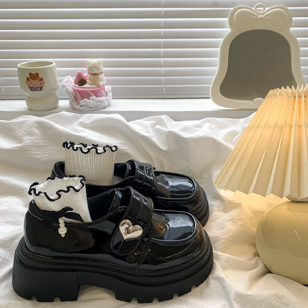 黑色大头乐福小皮鞋女2025秋季新款百搭厚底配裙子增高玛丽珍单鞋