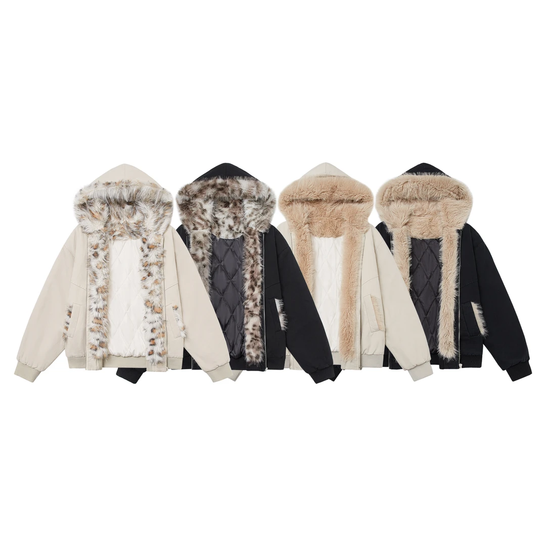 Solbrak/冬季座山雕3斤重保暖加厚百搭休闲毛边上衣短款连帽外套