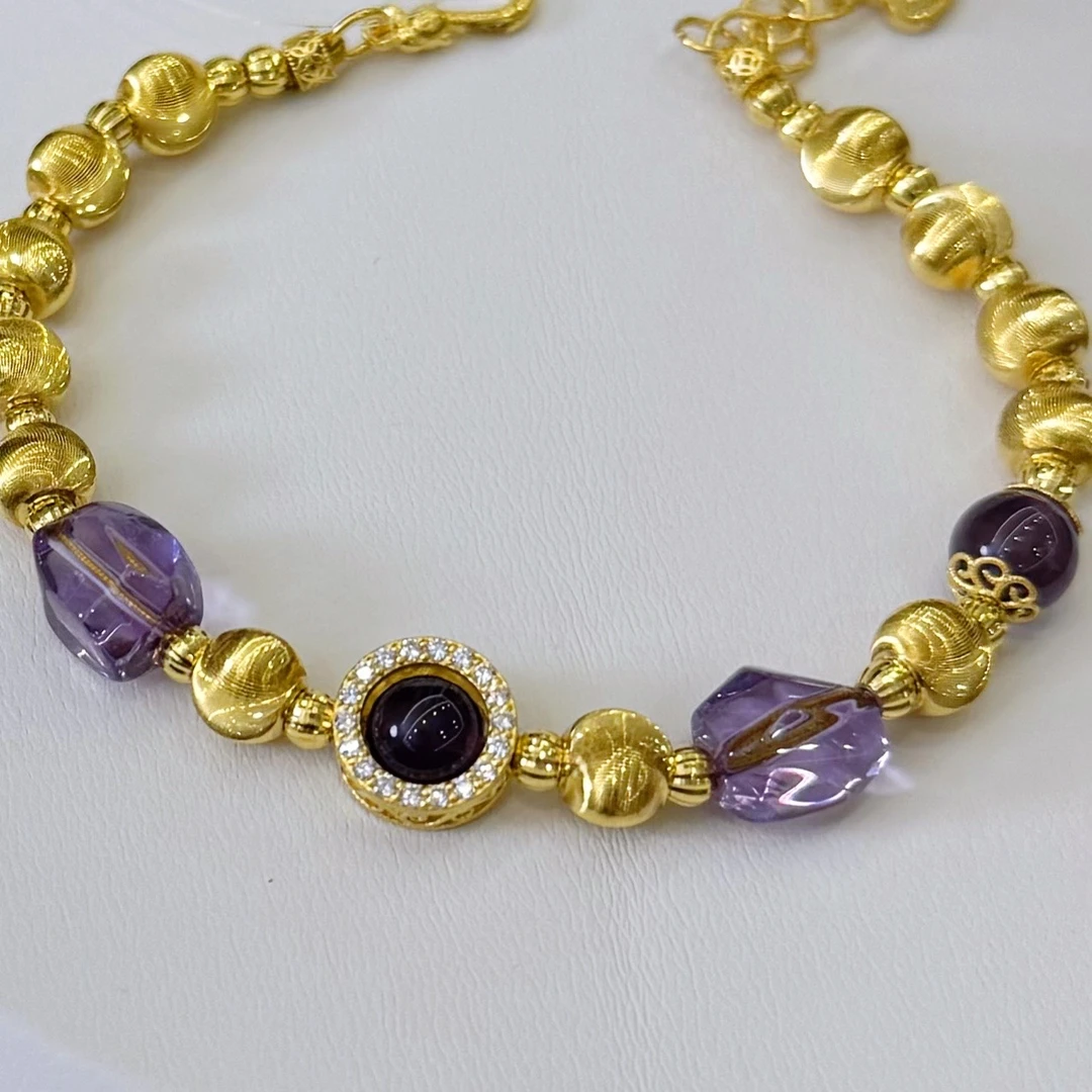 足金999 紫气东来猫眼时尚气质黄金手链