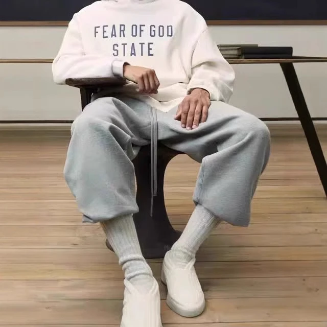 复线ESSENTIALS潮牌加绒休闲宽松字母印花长裤男秋冬新款