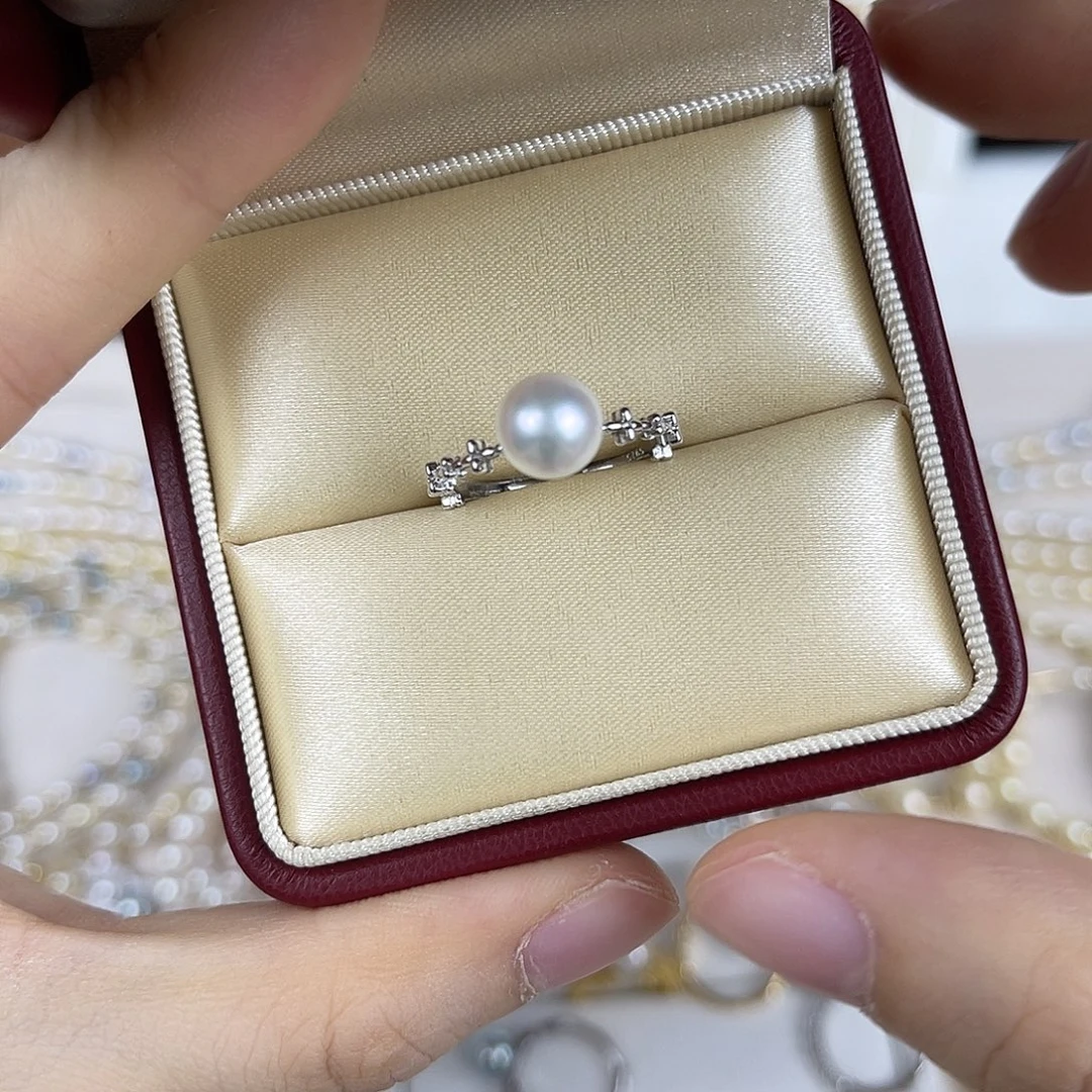 戒指海水珍珠银S925镶嵌
