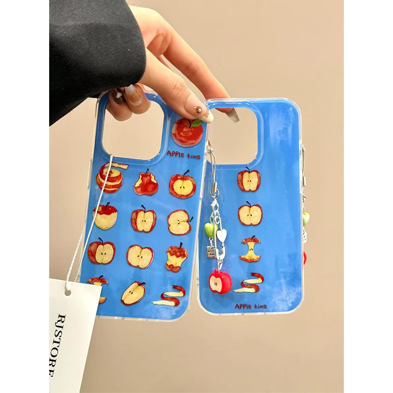 奥菲顿油画削皮苹果适用iPhone1615大孔手机壳华为vivo小米oppo套