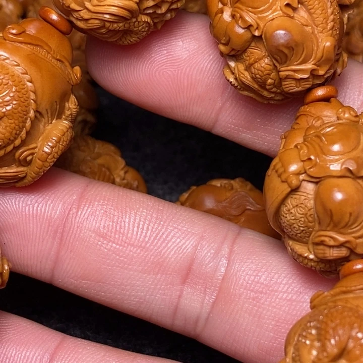 手串/手链橄榄核纯手工雕刻龙财神