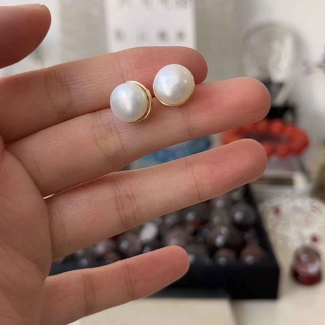 淡水珍珠银S925镶嵌耳饰矿坑