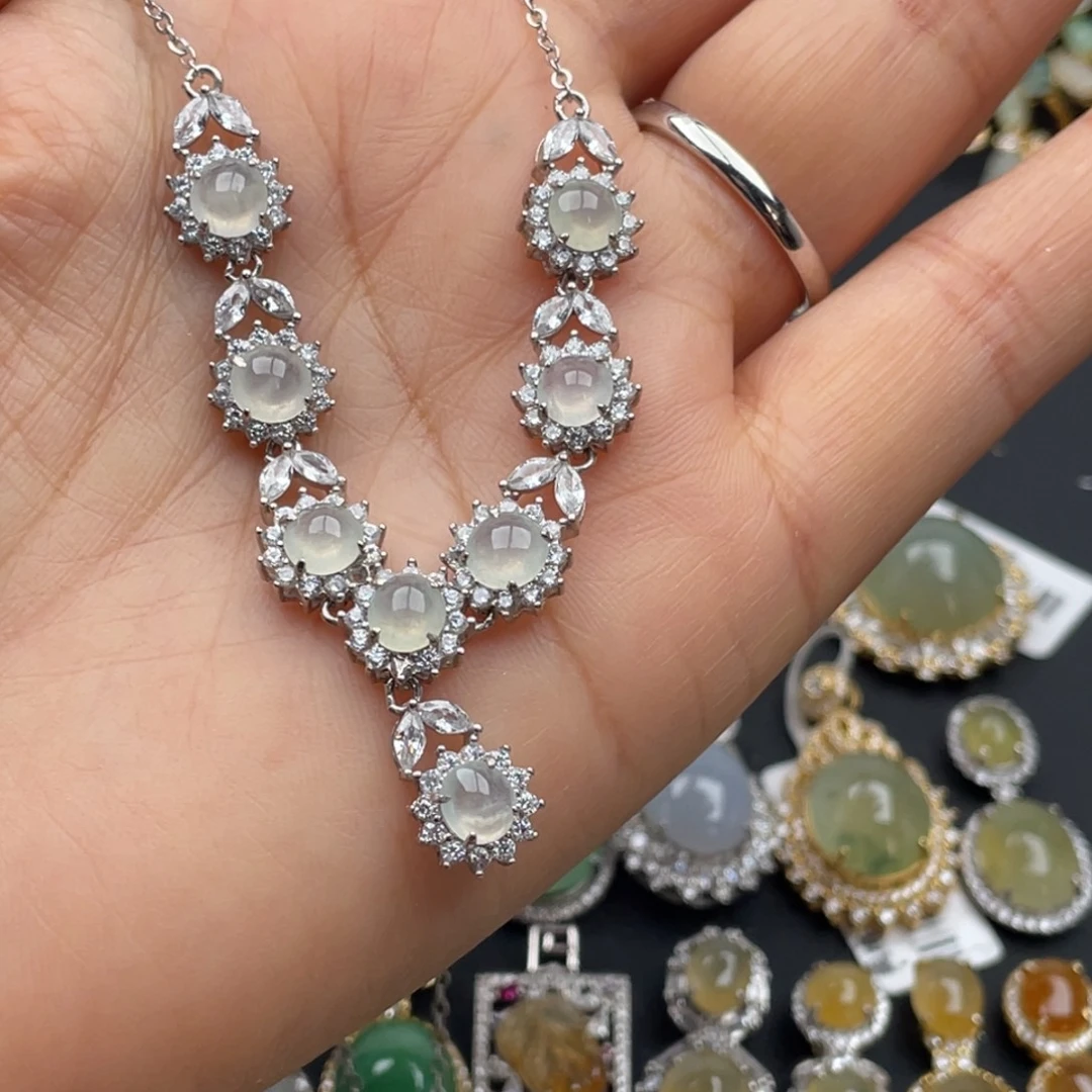 翡翠银S925镶嵌吊坠(不含链)