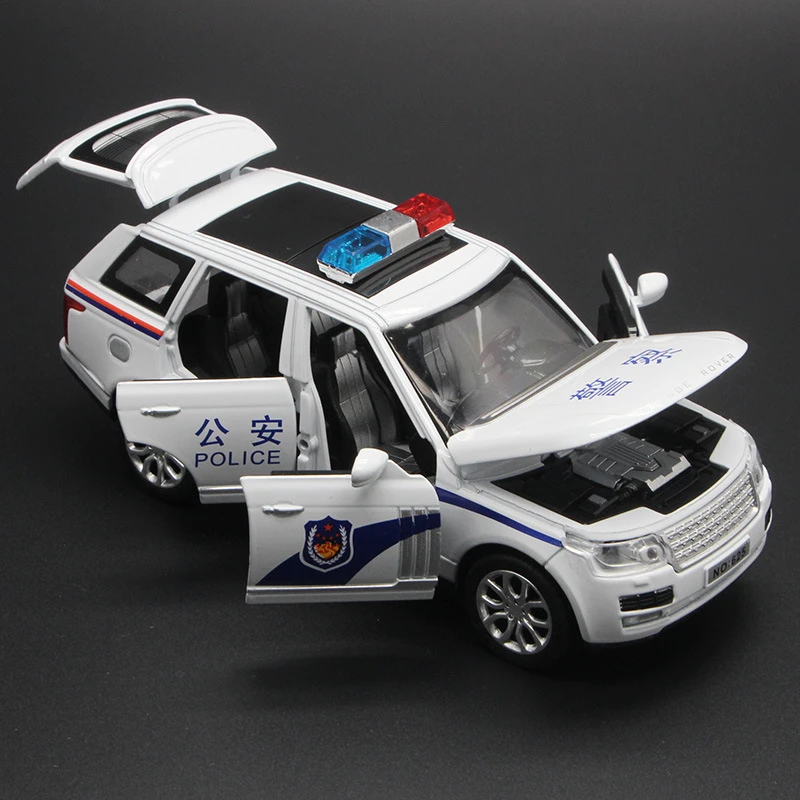 1:32警车模型玩具车合金灯光音乐回力六开门警车玩具夏季