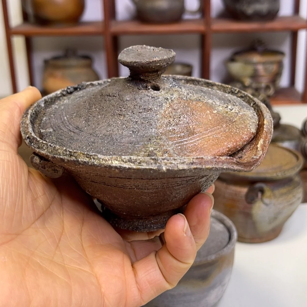 曌***备前烧作品行山绞出微飞皮