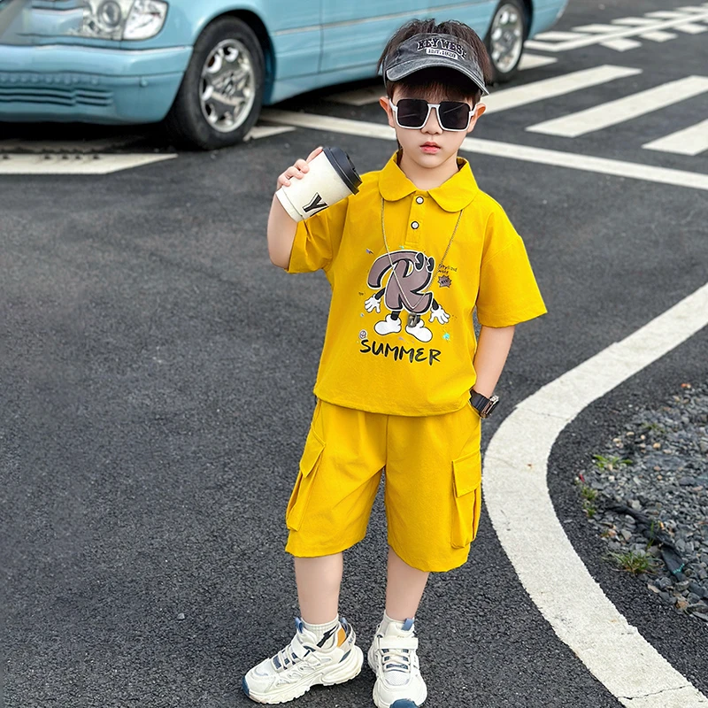男童痞帅炸街套装宝宝衣服夏季薄款2025年款潮牌童装儿童休闲服装