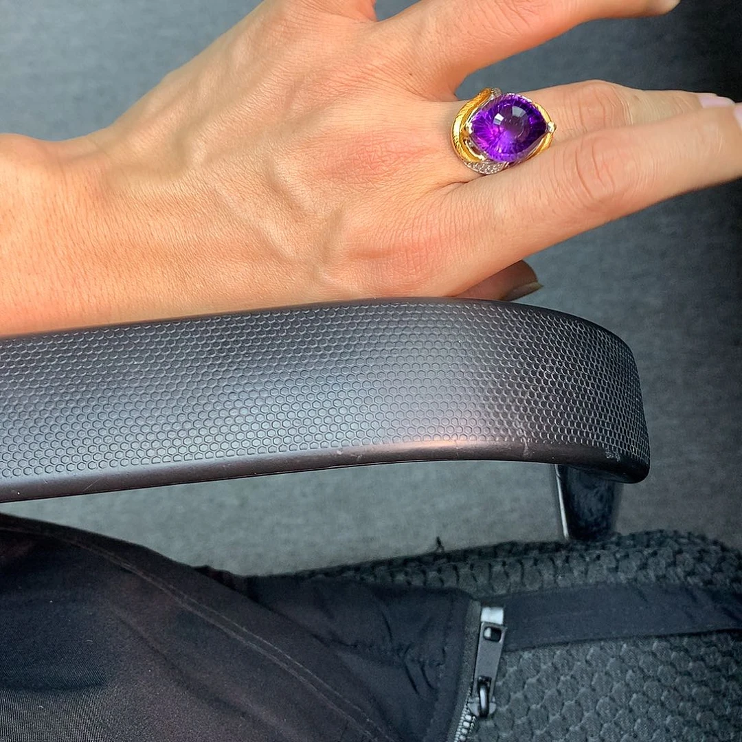 银S925镀金镶嵌戒指水晶