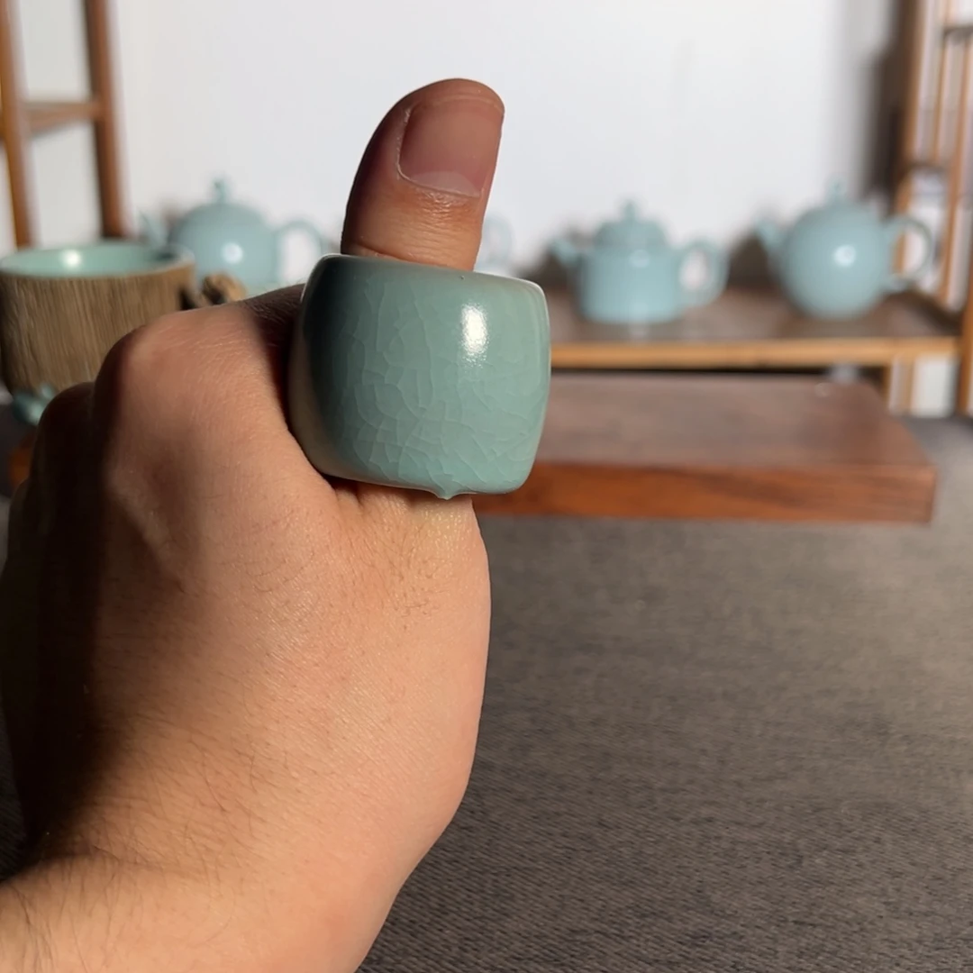 瓷片王学良老师仿古釉扳指支钉满釉