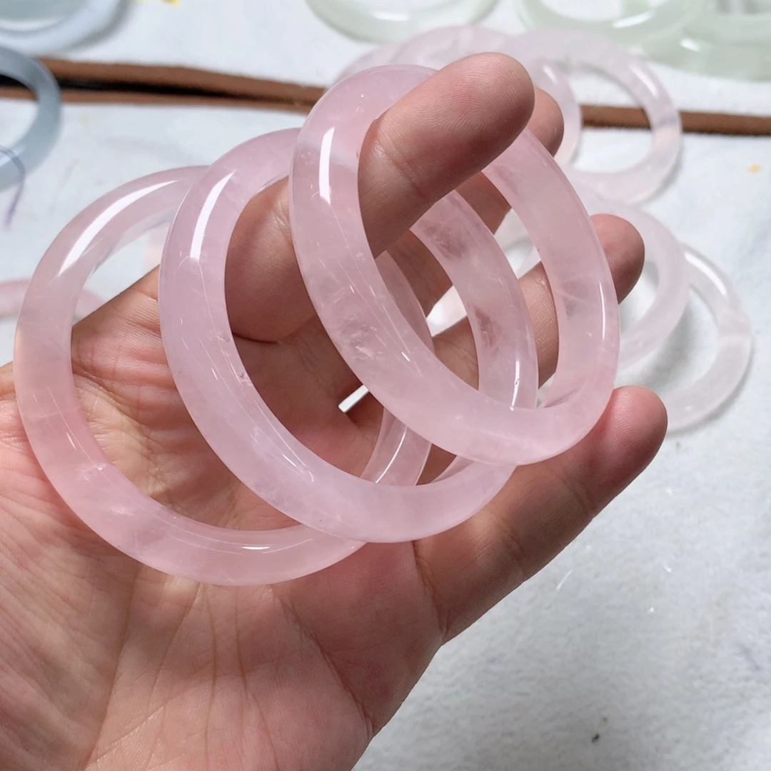 查罗石手镯（开口镯）合金56圈口粉水正圈