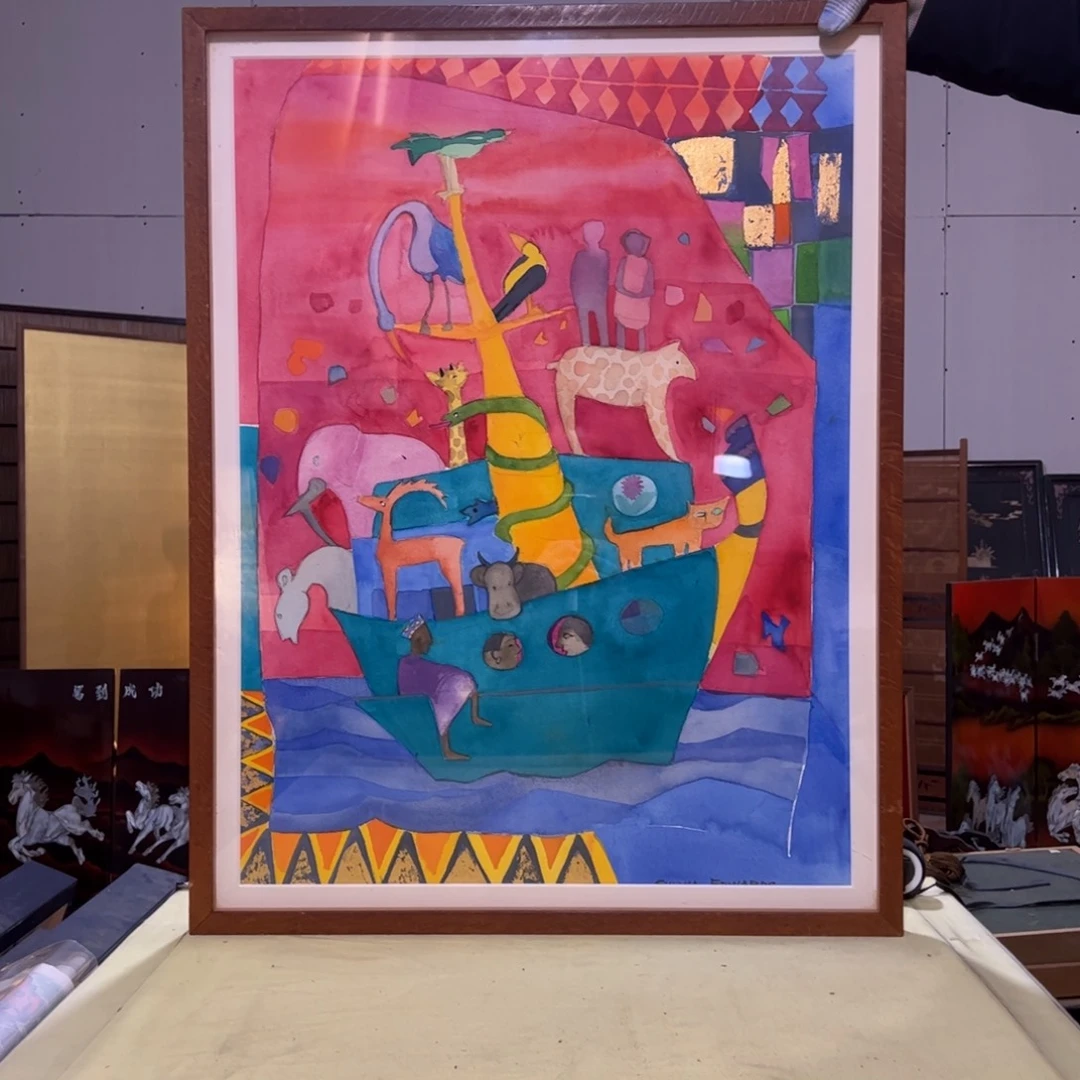 绘画可*屏风框画茶空间设计